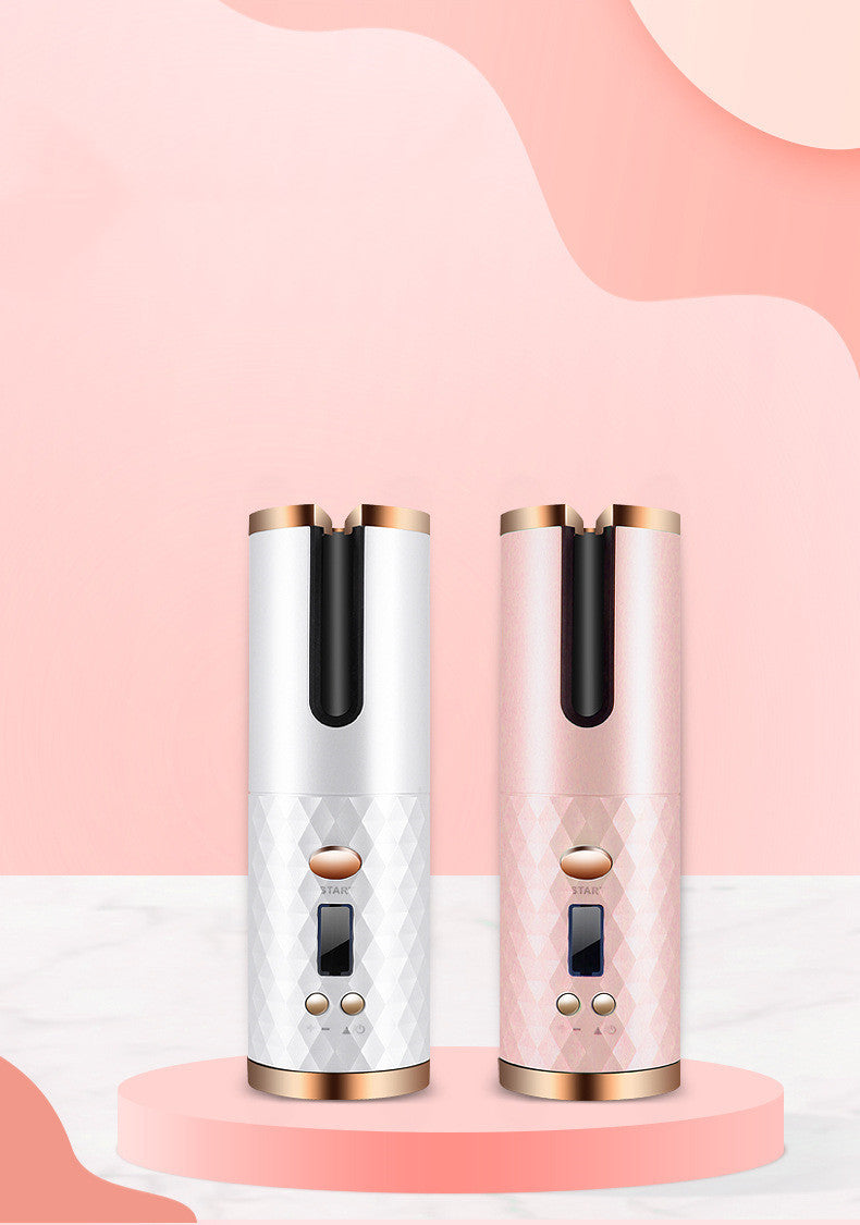 Rizador de pelo automático recargable para mujer, rizador de pelo portátil, pantalla LCD, rizador giratorio de onda rizadRizador de pelo automático recargable para mujer, rizador de pelo portátil, pantalla LCD, rizador giratorio de onda rizado de cerámica