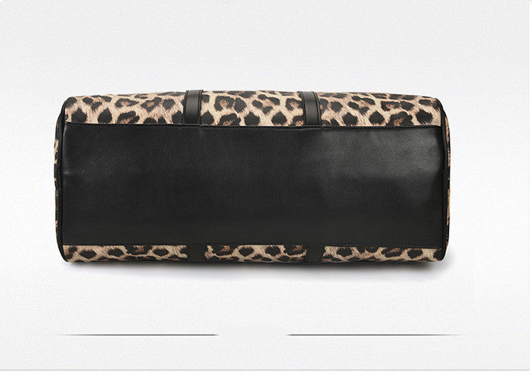 Bolso de mano en contraste con estampado de leopardo de gran capacidad, bolso de gimnasio de hombro