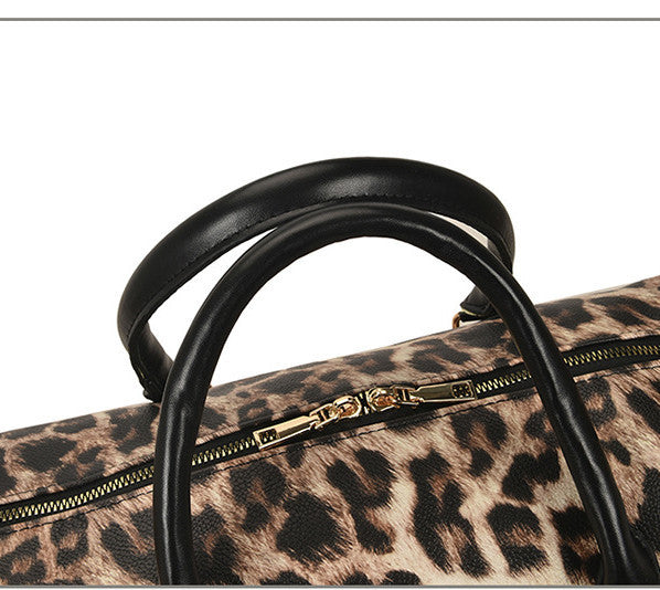 Bolso de mano en contraste con estampado de leopardo de gran capacidad, bolso de gimnasio de hombro
