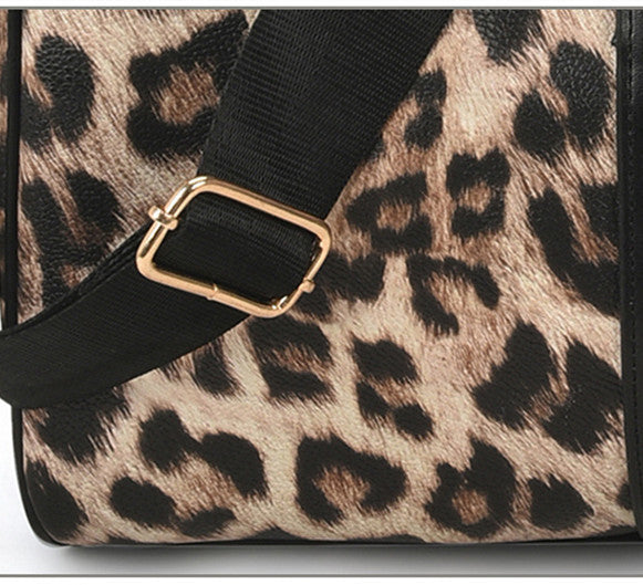 Bolso de mano en contraste con estampado de leopardo de gran capacidad, bolso de gimnasio de hombro