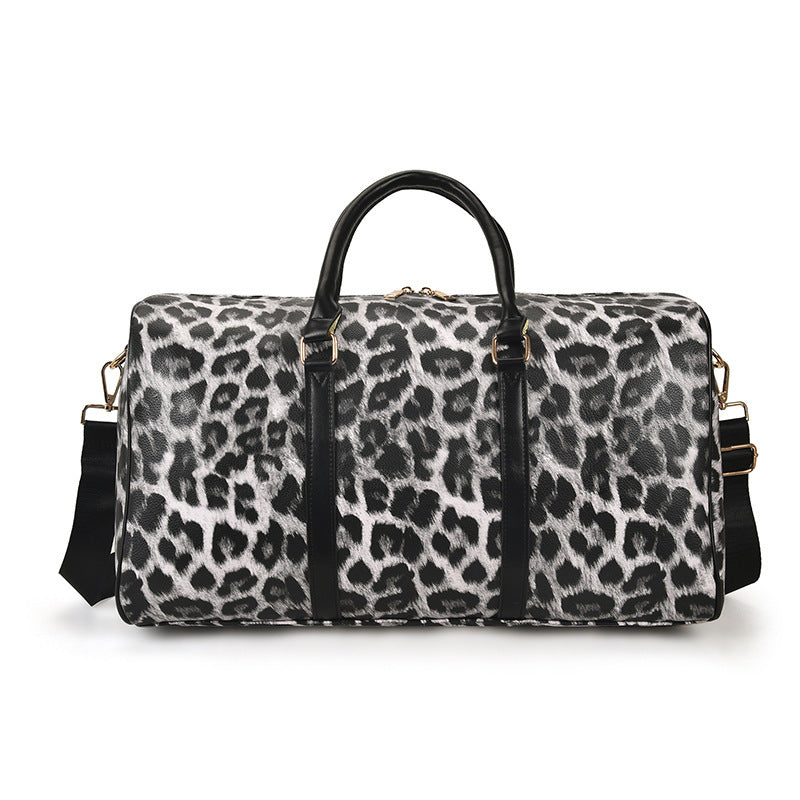 Bolso de mano en contraste con estampado de leopardo de gran capacidad, bolso de gimnasio de hombro