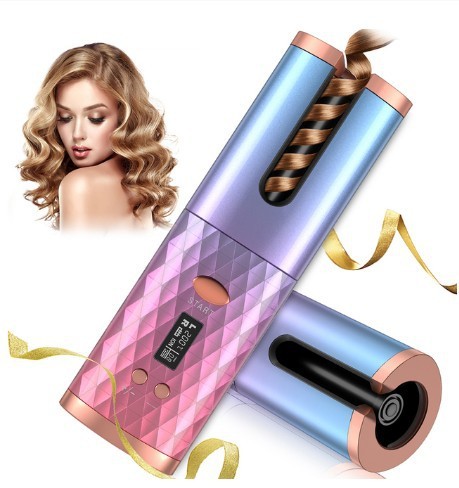 Rizador de pelo automático recargable para mujer, rizador de pelo portátil, pantalla LCD, rizador giratorio de onda rizadRizador de pelo automático recargable para mujer, rizador de pelo portátil, pantalla LCD, rizador giratorio de onda rizado de cerámica