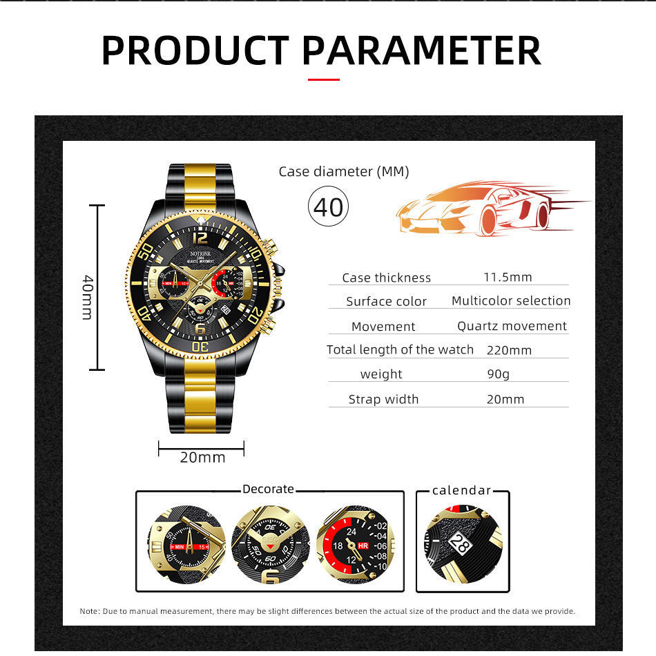 Reloj de cuarzo+Gafas de sol de regalo,tarjetero para hombre