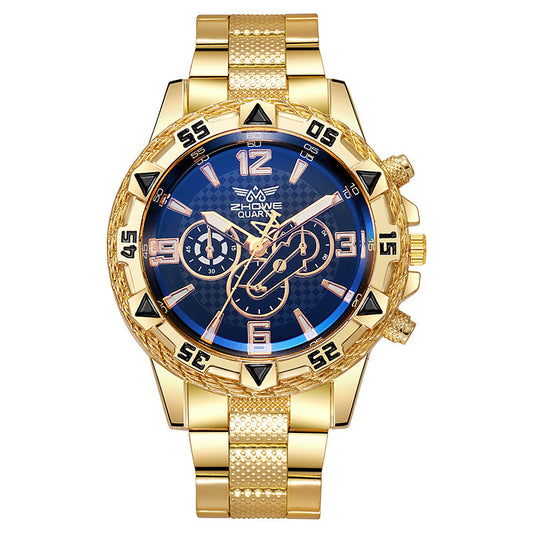 Reloj de cuarzo con correa de acero para hombre con luz azul