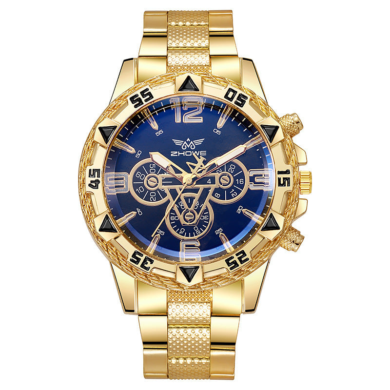 Reloj de cuarzo con correa de acero para hombre con luz azul