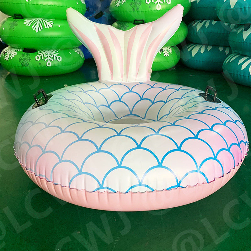 Colchoneta hinchable reclinable para natación con diseño de sirena