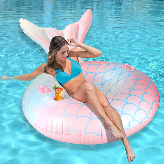 Colchoneta hinchable reclinable para natación con diseño de sirena