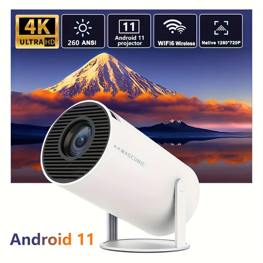 Magcubic Projector Android 11.0 200ANSI WiFi6 EU Plug Allwinner H713 Mali-G312 Dual Wifi HD 1280*720p wireless5.0 4K Auto Correction Home Theater