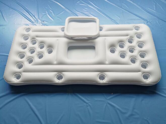 Colchoneta de aire para fiesta acuática, cubo de hielo, enfriador, portavasos, mesa de beer pong inflable, flotador de piscina