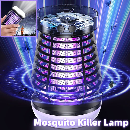 Lámpara asesina de mosquitos 2 en 1, atrapamoscas eléctrico, asesino de mosquitos eléctrico recargable USB, trampa eléctrica para moscas con luz nocturna, luz de emergencia, terraza asesina de mosquitos, camping