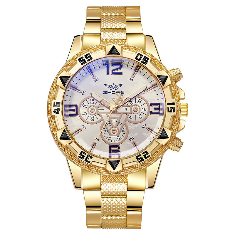Reloj de cuarzo con correa de acero para hombre con luz azul