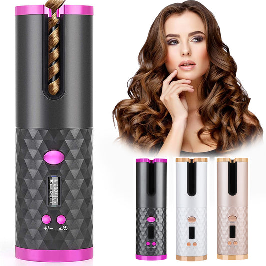 Rizador de pelo automático recargable para mujer, rizador de pelo portátil, pantalla LCD, rizador giratorio de onda rizadRizador de pelo automático recargable para mujer, rizador de pelo portátil, pantalla LCD, rizador giratorio de onda rizado de cerámica