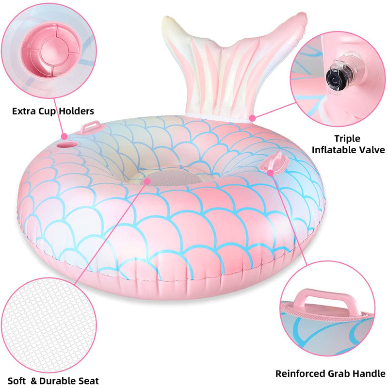 Colchoneta hinchable reclinable para natación con diseño de sirena