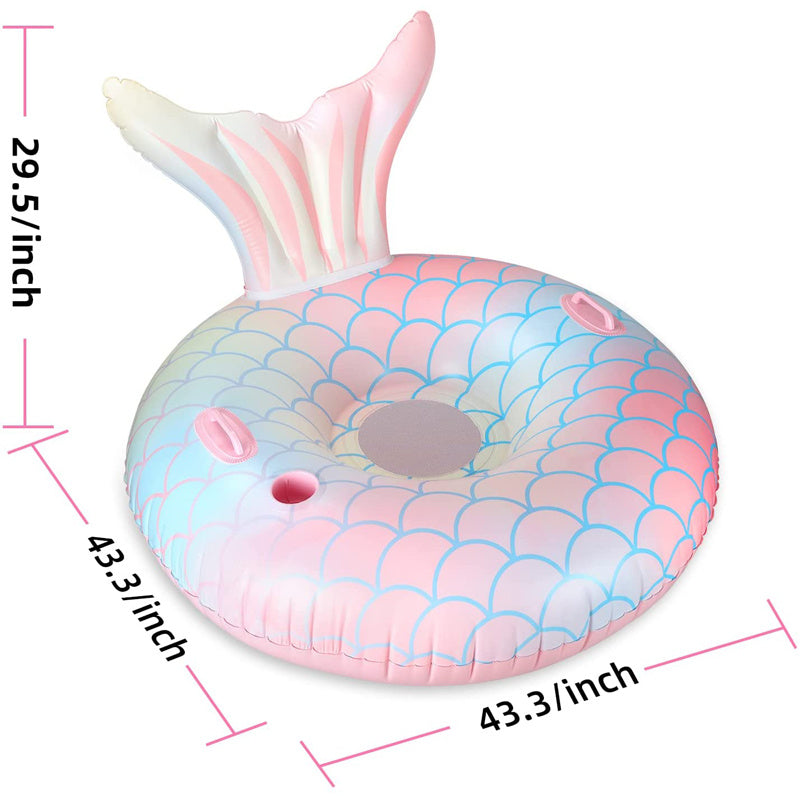 Colchoneta hinchable reclinable para natación con diseño de sirena